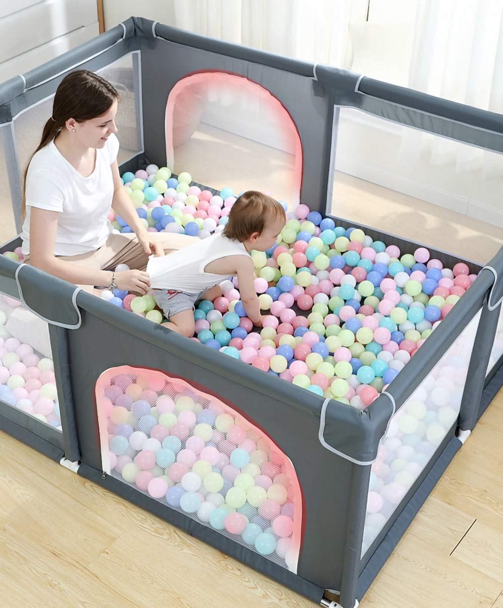 Ophobay Baby Playpen, Playpens for Babies, Extra Large Playyard for Toddler, Portable Kids Activity Center，Sturdy Safety Large Playard with Anti-Slip Suckers and Super Soft Breathable Mesh Dark Grey - Image 6